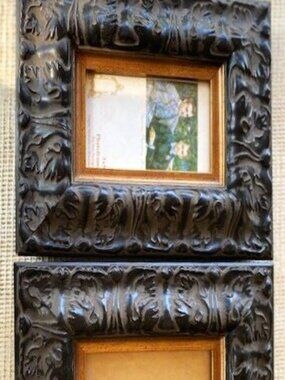 Pair of 3x5 Distressed Ornate Baroque Black/Gray Wash Photo Frames